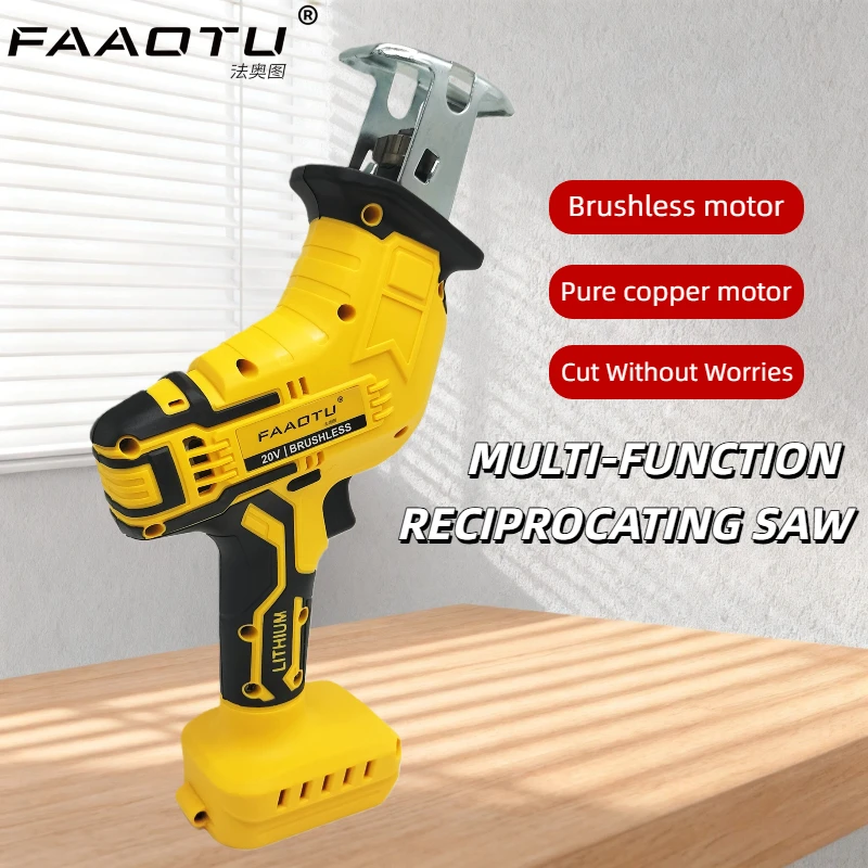 

FAAOTU 2800RPM Brushless Cordless Reciprocating Saw - 20V Tool for Metal Wood Pipe Cutting Compatible with DW Battery