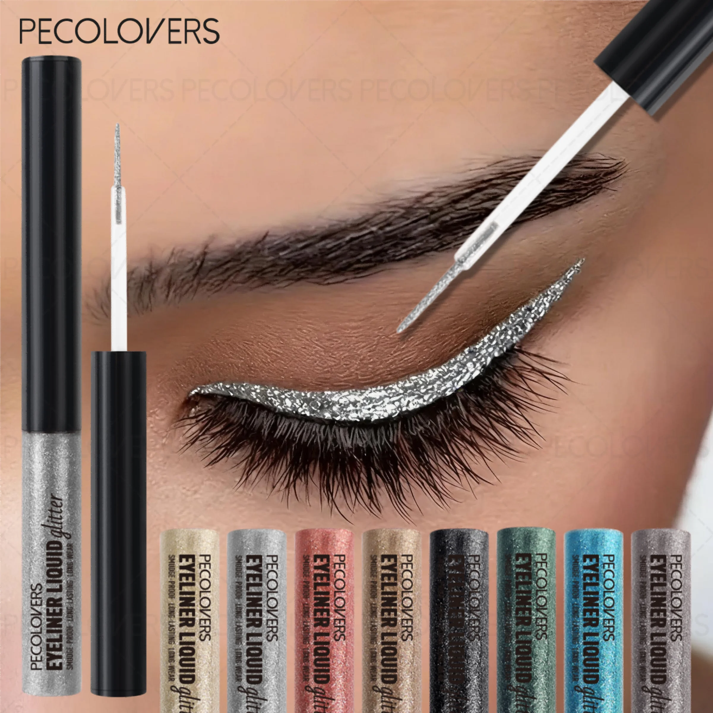 Maximum Sparkle Eyeliner Eyeshadow, Champagne Gold Forest Green Klein Blue Metallic Sliver, Shiny Shimmer Effect, Glitchy Glam