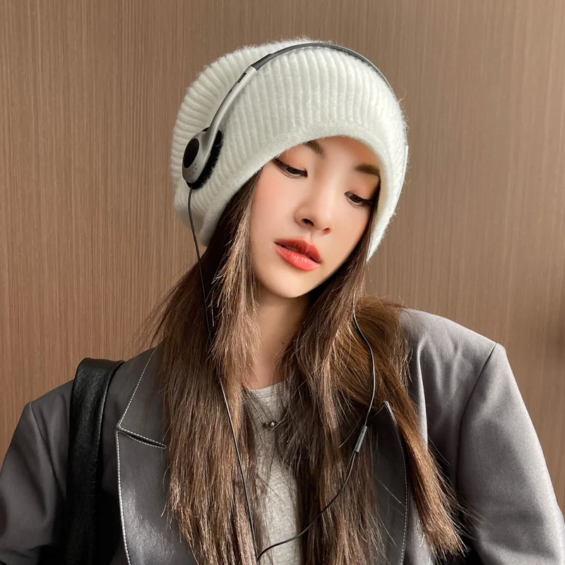 Women's Hat, Autumn/Winter Warm Windproof Beret New Fashion Item: Face-Framing Winter Hat Knit Wool-Like Fabric Beret