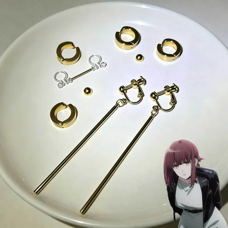 Anime Smoking Behind The Supermarket With You Cosplay Ear Studs Pendant Ear Clips Full Set Fashion Earrings Accessories Props