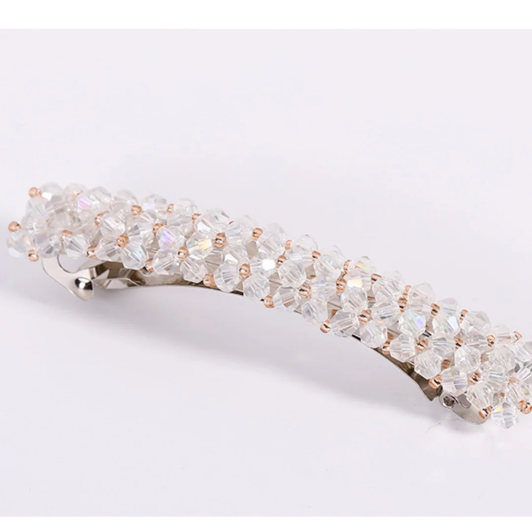 5 uds dos diamantes Clip de pelo cristal hilo de pescado tejido primavera Cip minimalista chica borde Clip