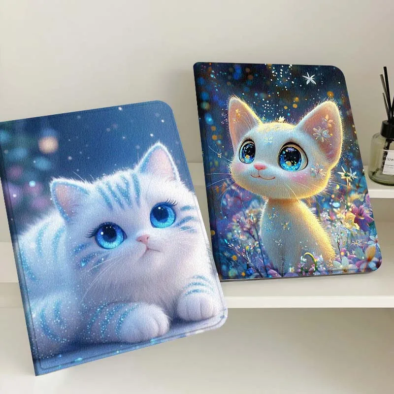 

Luminous Cat Cute Cartoon For Apple iPad Pro Air 13 2 7th 6th 2025 M2 M3 M4 M512.9 13 inch Foldable Tablet Case Gift