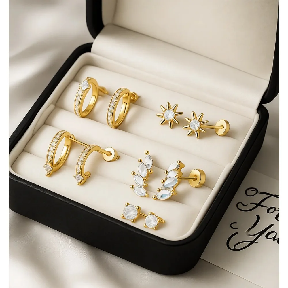 

Набор золотых серег с плоской задней частью, гипоаллергенные, 20G, для лобка, трагуса, хеликса, конча, изящные серьги-гвоздики и кольца