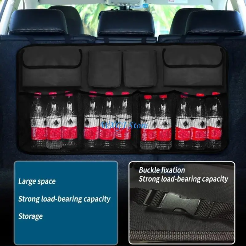 

37JE Trunk Organizers for Car, Large Capacity,Security Hook & Strap,Waterproof Fabric Car Organizers Storage Bag