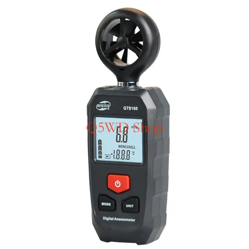 Q5WD Small Anemometer with Double Function Handheld Wind Gauges Wind Flows Tester for HVAC Engineers & Weather Enthusiasts