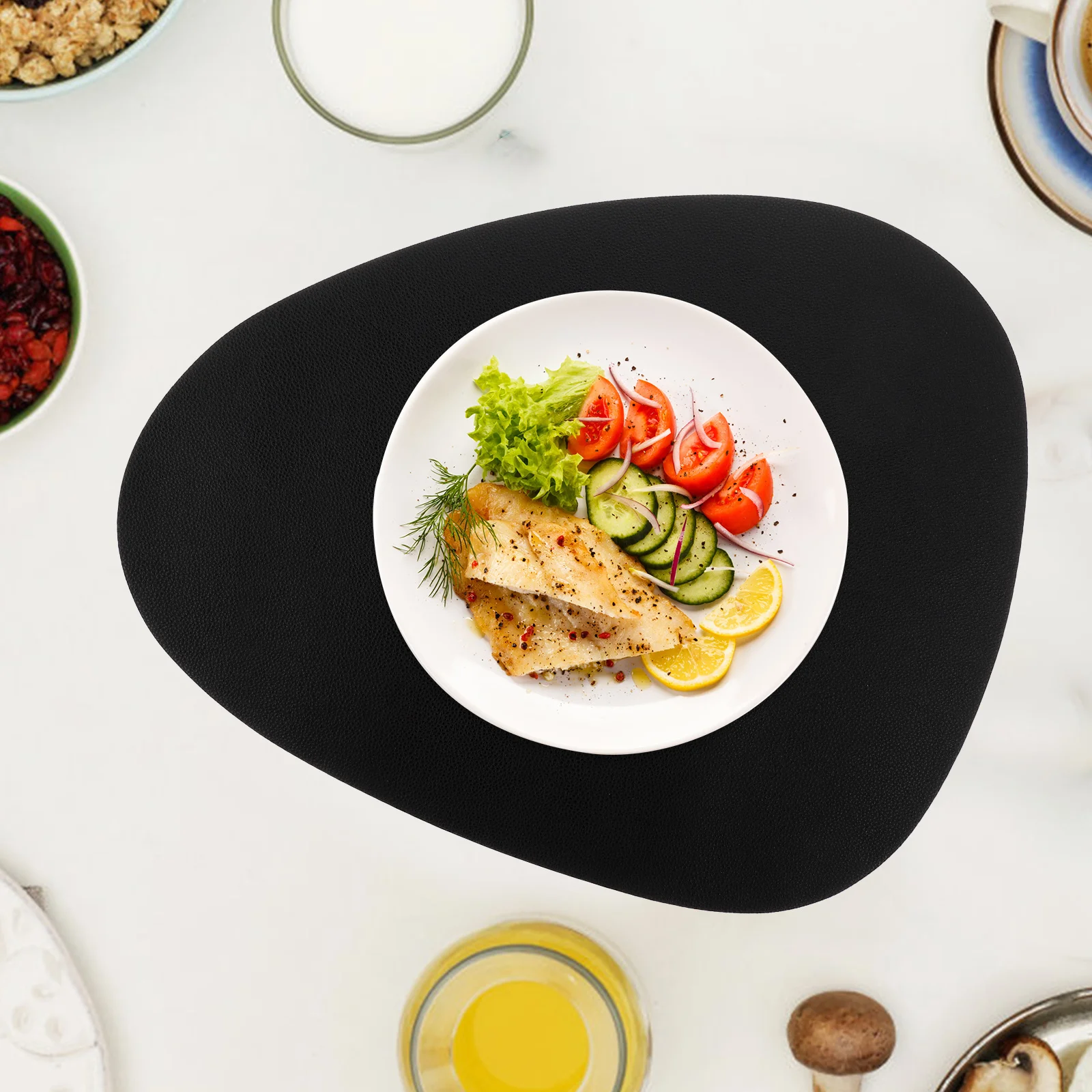 

1Set Waterproof PU Dining Mats and Cup Coasters Nordic Style Decorative Place Mat for Home and Festival Use Cup Coasters