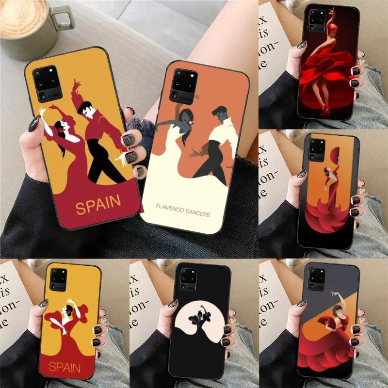 Spain Flamenco Dancer Phone Case for Samsung Galaxy S23 S22 S21 S10 S9 S8 Plus Ultra Black Soft Cover Funda Shell