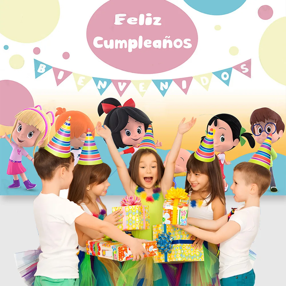 Fondo temático de Cleo y Cuquin de dibujos animados, suministros de decoración para fiesta de cumpleaños para niños, pancarta, regalos para fiesta de bebé, accesorios para sesión de fotos