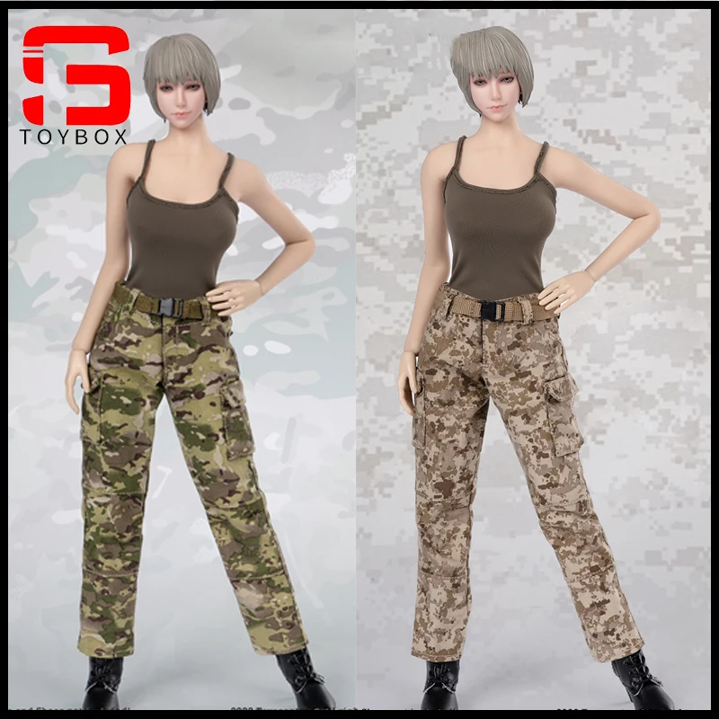 ToysCentre TCT-028 1/6 Camisole Camo Trousers Female Black Vest Camouflage Pants Set Fit 12-inch Soldier Action Figure Body