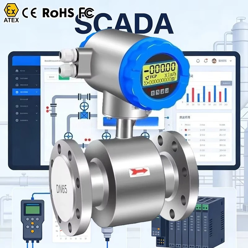 Oem RS485 Digital Fuel Magnetic Flowmeter Dn80 Magnetic Liquid Flow Meter 3 Inch Chinese Electromagnetic Water Flow Meter