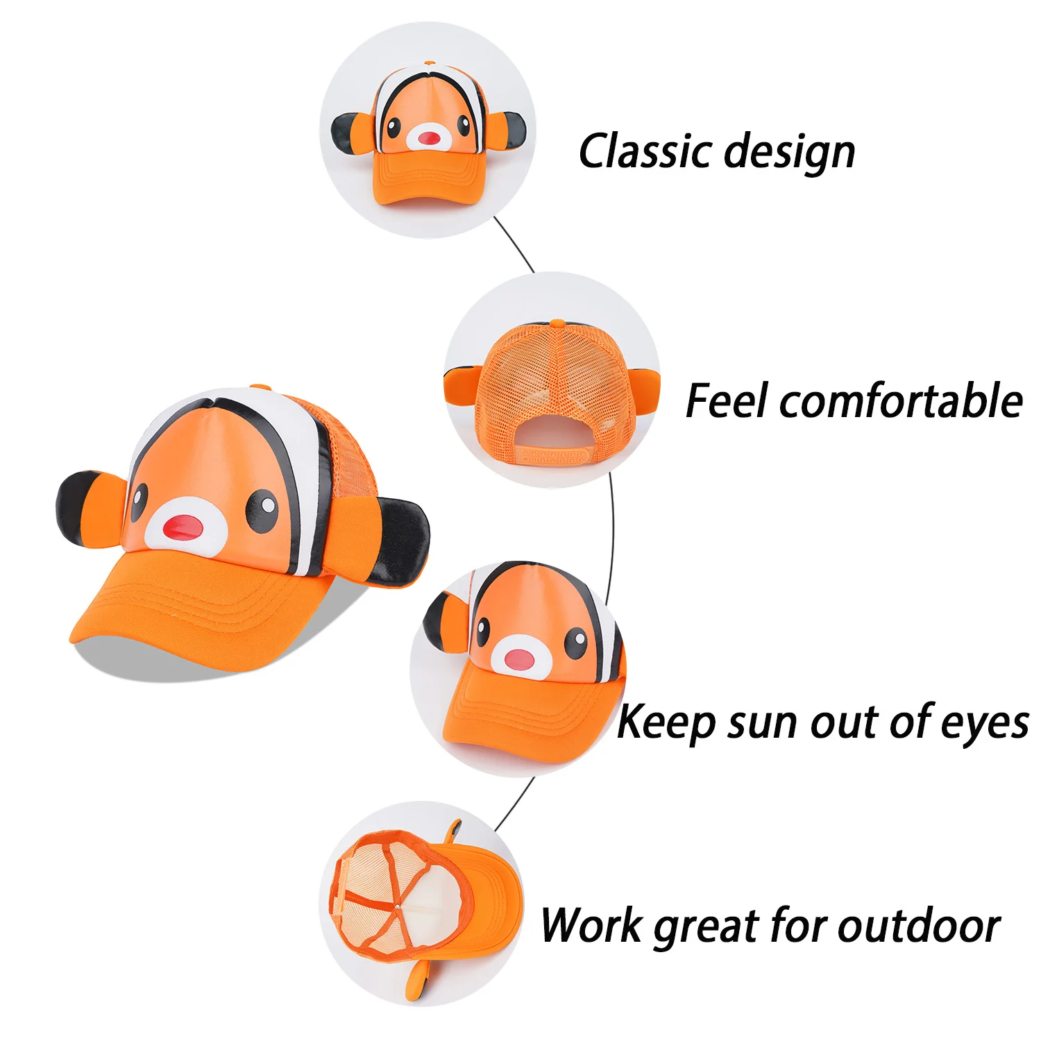 Kleinkind Niedliche Tier Baseball Kappe Einstellbar Kinder Outdoor Sonnenhüte Baby Mesh Zurück Kappe Für Jungen Und Mädchen – Detail 4