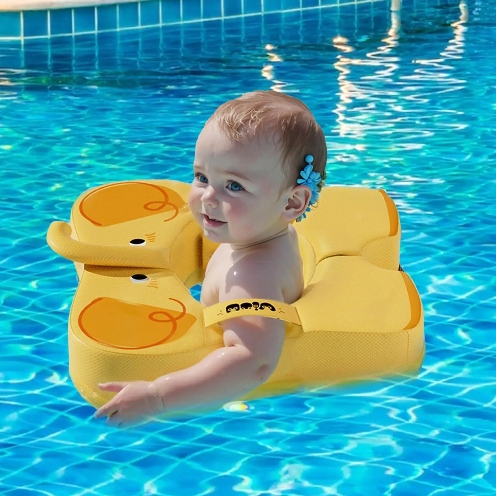 Anel de água de segurança para bebês, flutuador de piscina não inflável, elefante, anel de flutuabilidade ergonômico, brinquedo portátil, dispositivo de flutuação para piscina