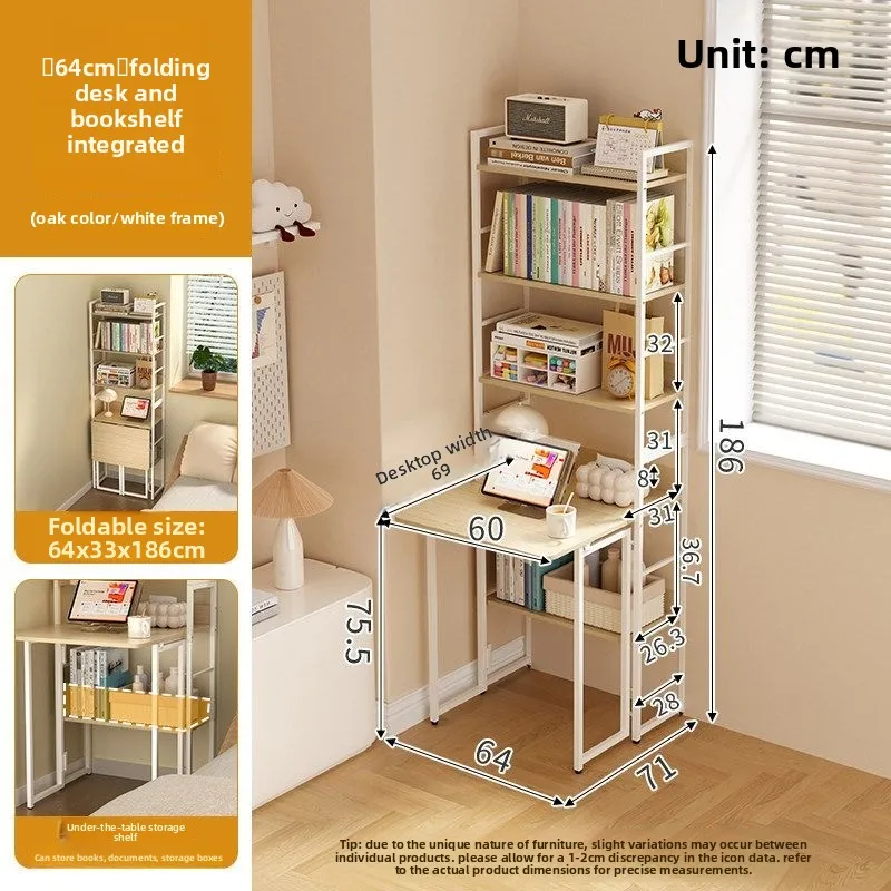 Desk bookshelf integrated simple study table student bedroom writing table household small apartment folding computer desk