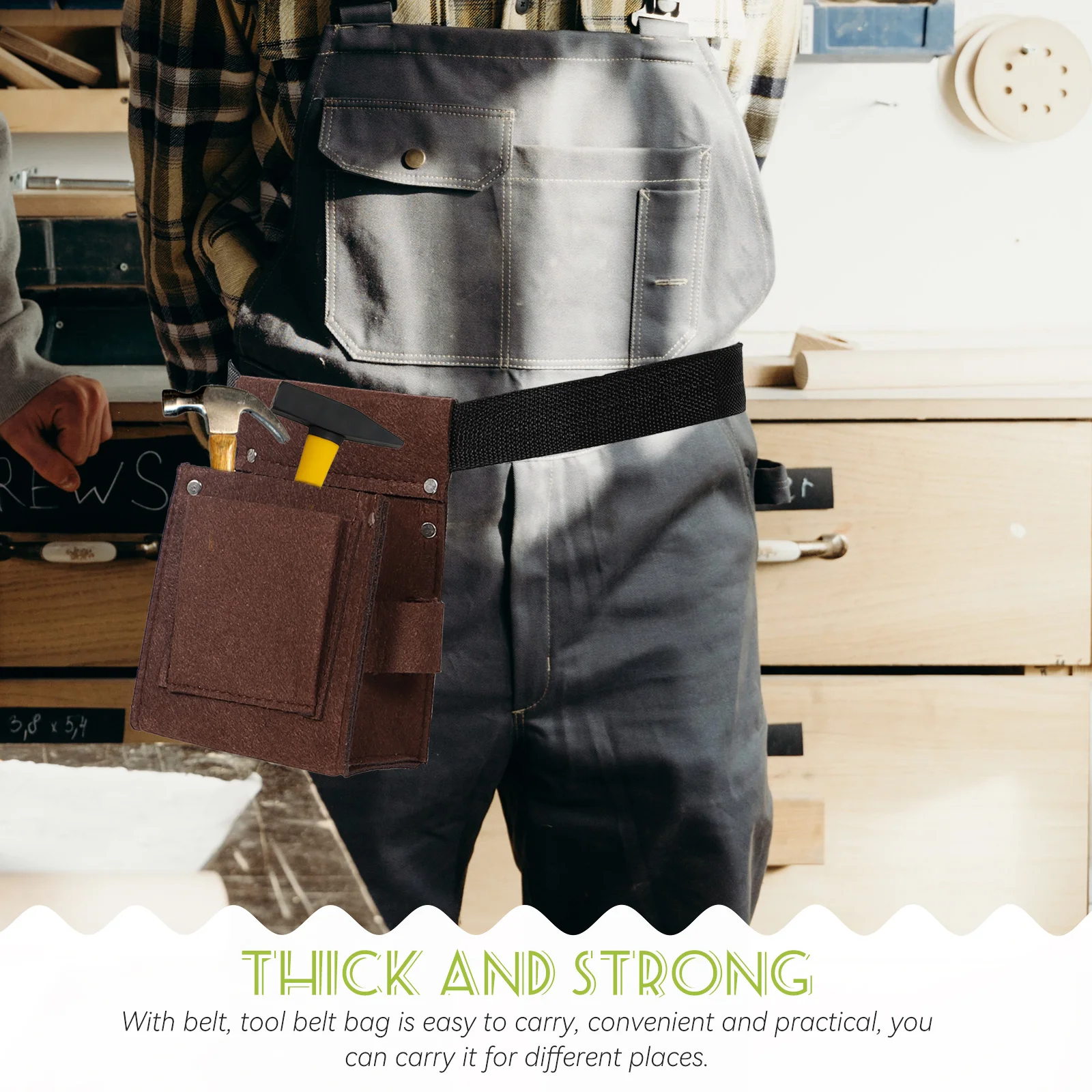 Durable Nail Pouch Tool Belt Bag for Construction Carpenters Brown Small Lightweight Portable Storage Solution Tools