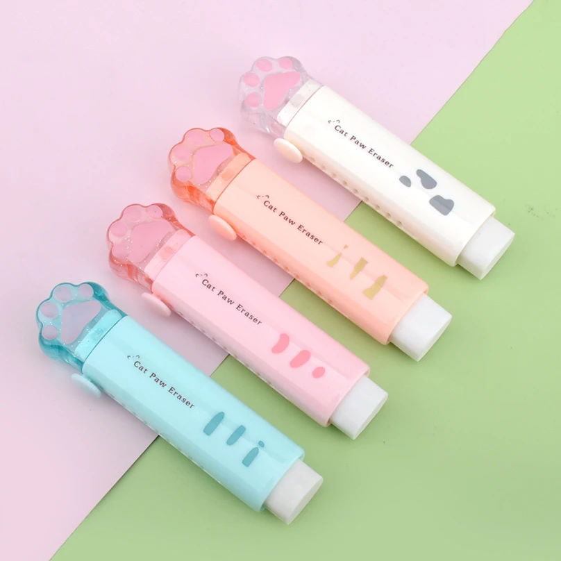1Pcs 냐옹이 발 지우개 Kawaii 편지지 Gomas De Borrar Gomme 지우개 소재 Escolar Fournitures Scolaires 귀여운 고무