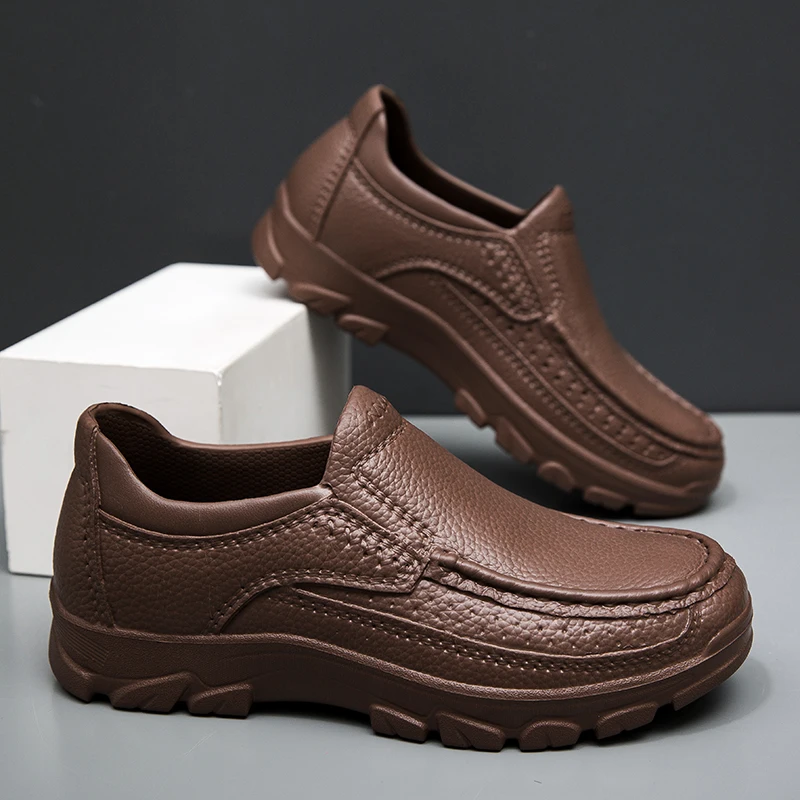 

2026 Mens Anti Slip Chef Shoes, Men's Leather Shoes,Driving Shoes, Leisure Mule Shoes,man Waterproof Work Business Loafers Shoes