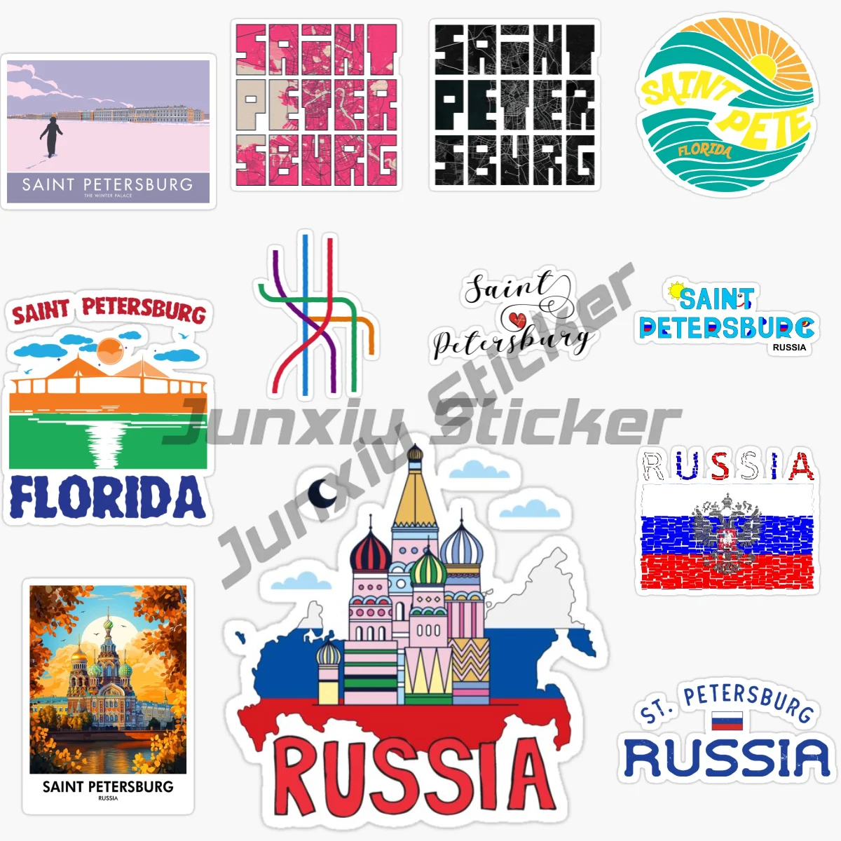 

РОССИЯ Санкт-Петербург живописные путешествия автомобиль наклейка виниловая самоклеящаяся декоративная наклейка