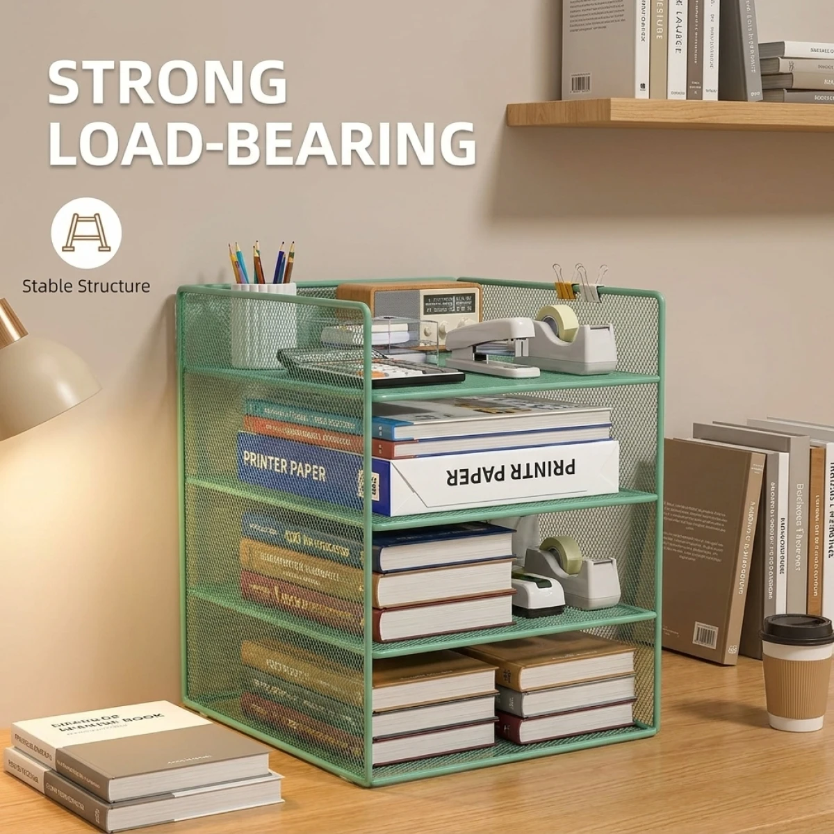 

Strong Mesh File Organizer for Desk – No Tool Setup, Space-Saving 3 Layers, Office Document Tray & Pen Holder