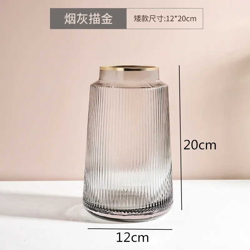 Transparent Glass Vase Hydroponic Flower Arrangement Desktop Vases Decoration Accessories Ornaments Apparatus