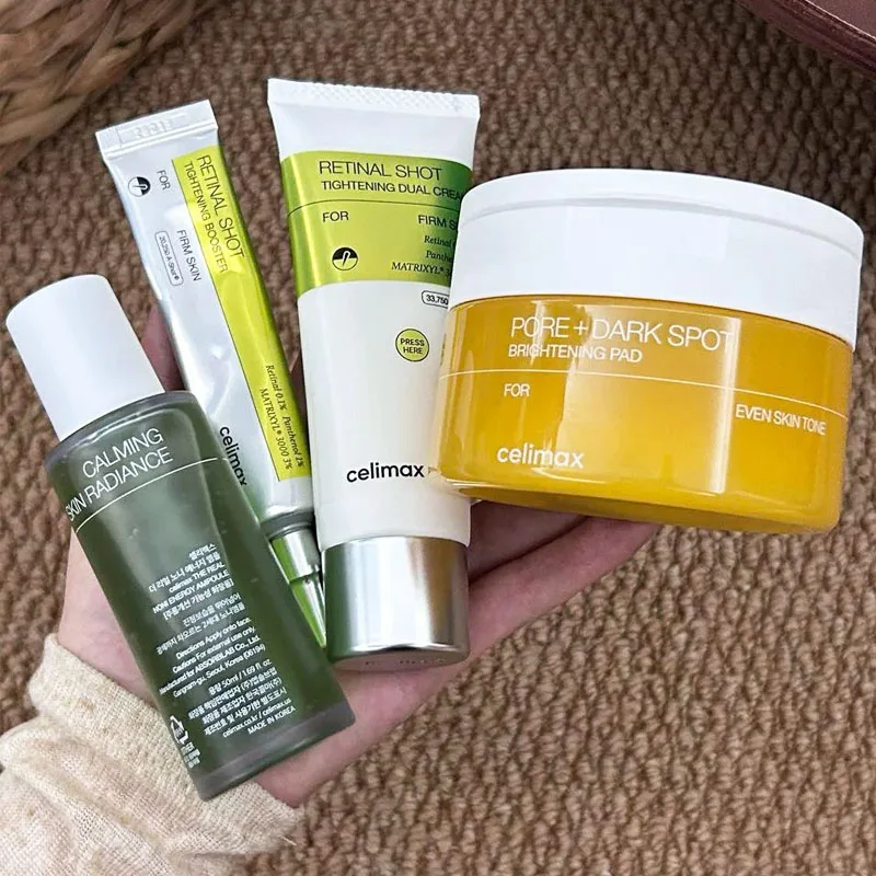 Celimax The Vita-A Retinal Shot Tightening Booster 15ml & Dual Cream 50ml & Serum 30ml Pore+Dark Spot Brightening Pad Skincare
