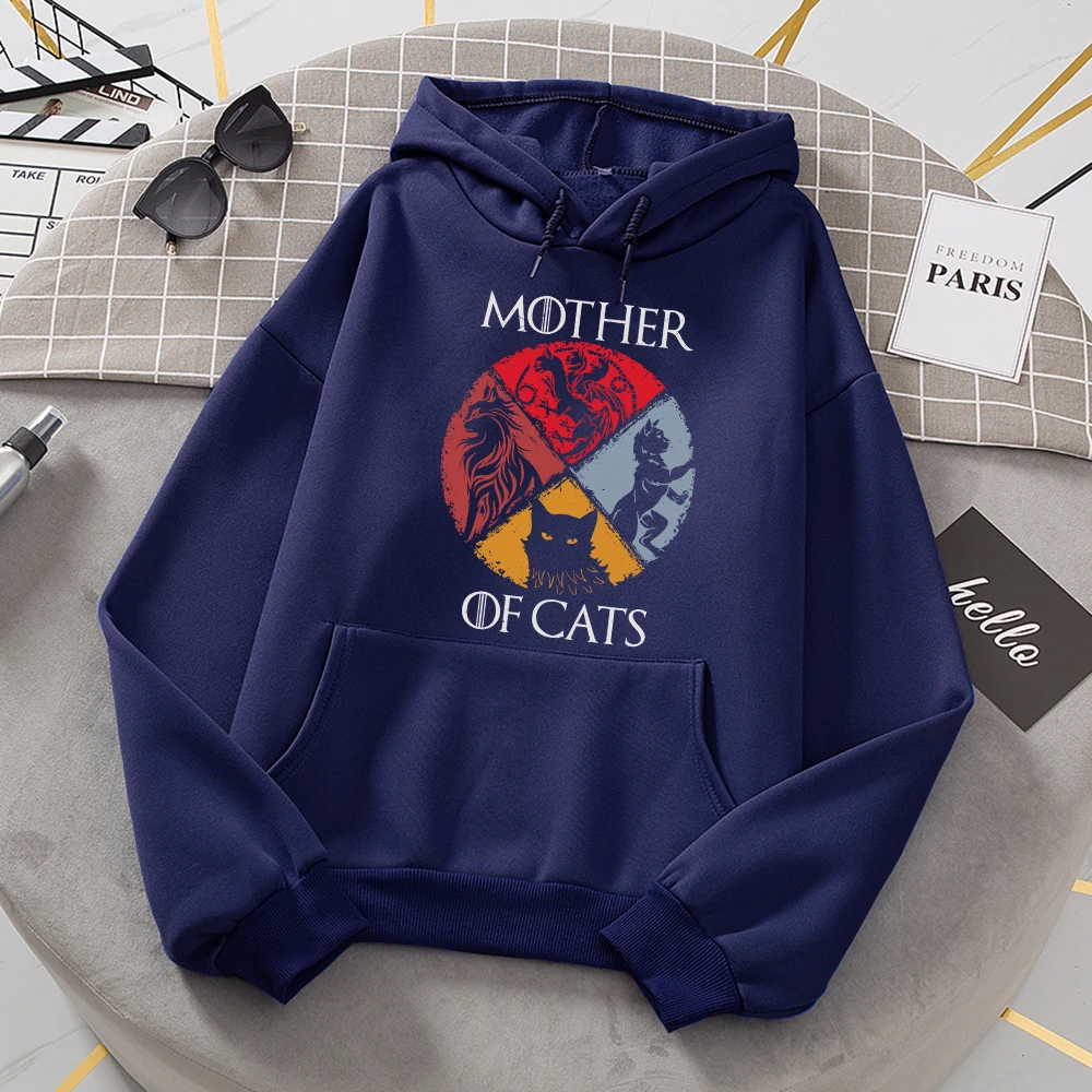 Katze Familie Mutter der Katzen gedruckt Trainingsanzug Frauen Neuheit Mode Hoody Sport lose übergroße Hoodie Fleece warme Grundkleidung
