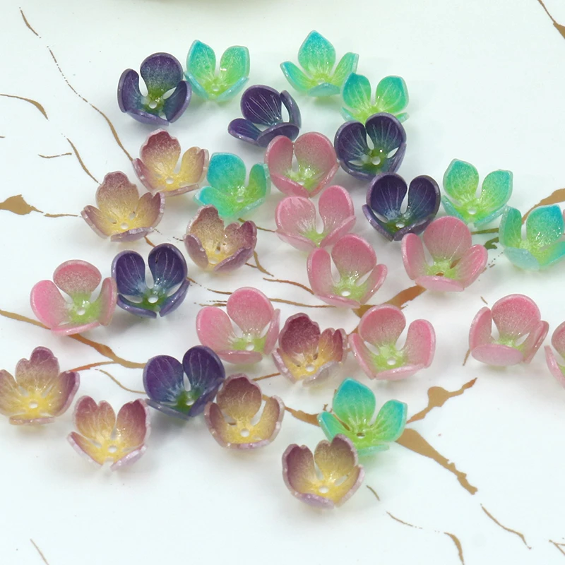 

10pcs 12x12mm Beauty Four Petal Flower Beads for DIY Jewelry Making Hand Made Resin Earring Necklace Hair Accessories Hole 1.5mm