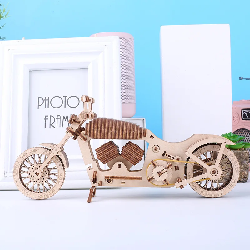 Youge – modèle mécanique en bois UGUTER, Puzzle tridimensionnel 3D créatif, bricolage manuel, moto de combat