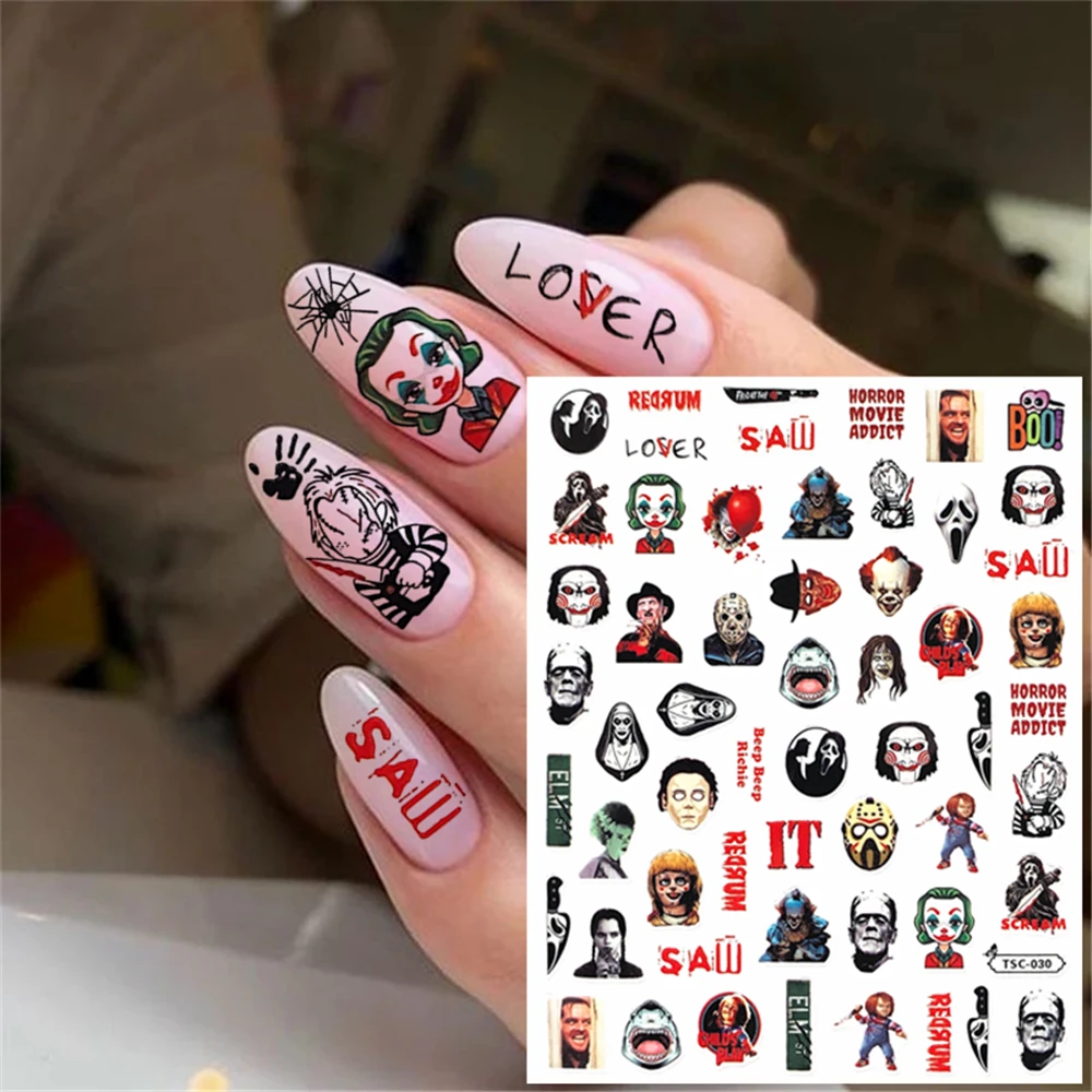 TSC-548 TSC-030  A funny clown  Joker DIY 3D Back glue Nail Art Stickers