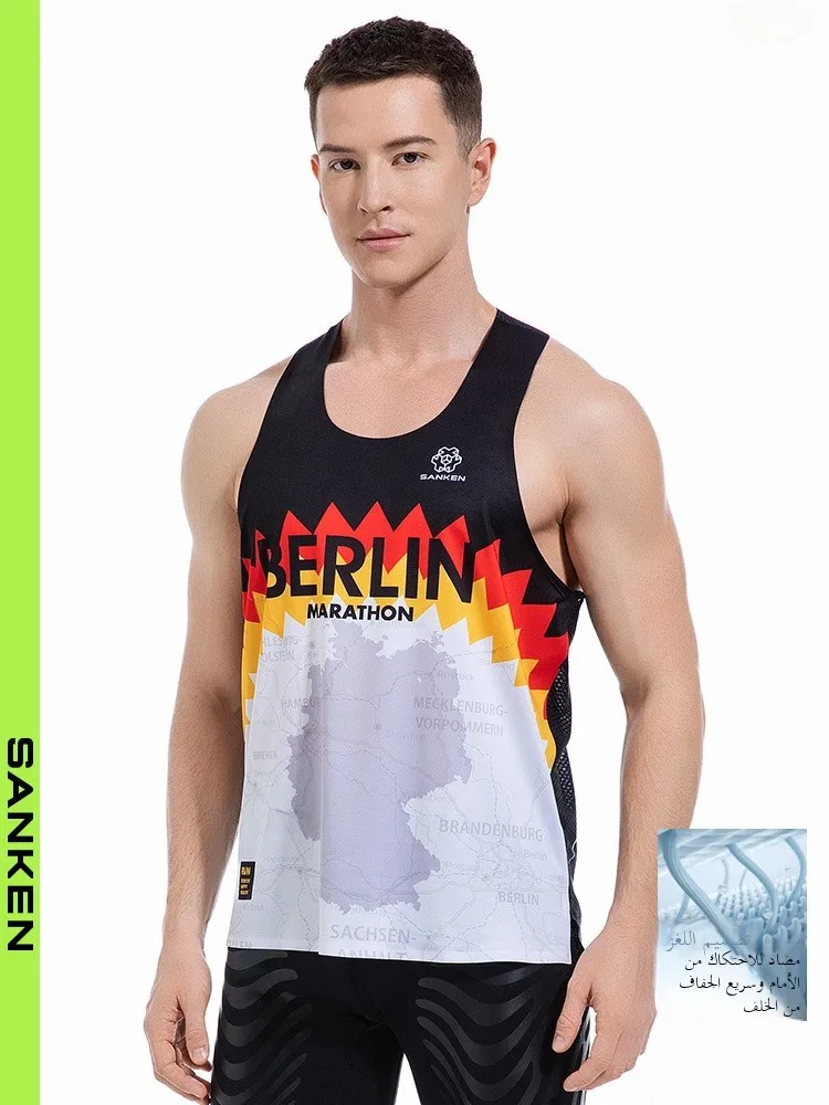

Sanken Berlin Marathon Running Vest Легкий Qui Dry дышащий полиэстер молодежный модный тонкий свитшот для бега