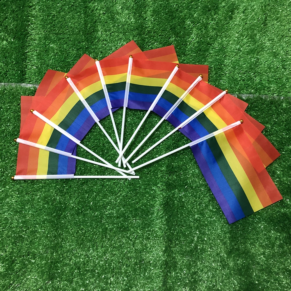 

SKY FLAG Rainbow Hand flag 14*21CM 20*30CM 30x45cm Homosexual Bisexual banner 100pcs LGBT gay pride Small national flag