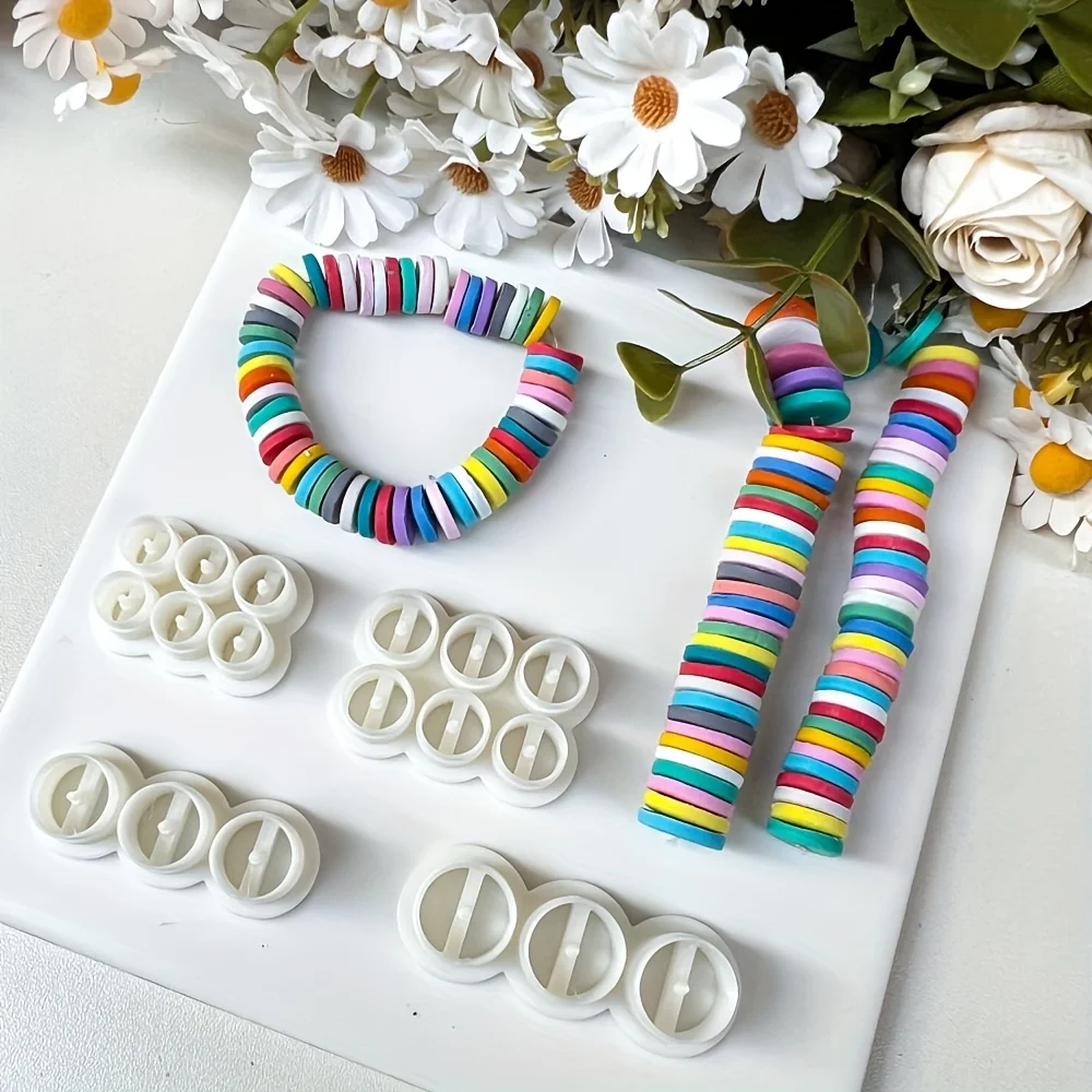 4Pcs Round Bead Polymer Clay Cutters Set Rainbow Disc Earrings & Jewelry Making Mold for DIY Enthusiasts, Beginners