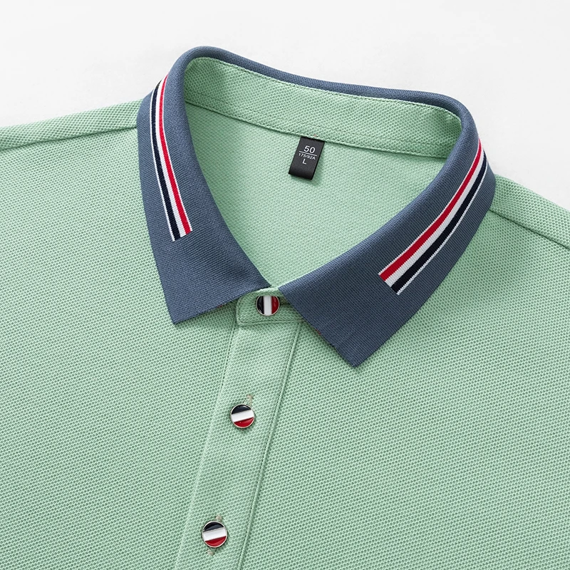 Hochwertiges Herren-Polohemd aus 100% Baumwolle mit Langen Ärmeln, Revers und Knöpfen, Exquisites Muster-Stickerei, Herbst-Neuheit, Vielseitige Freizeitkleidung für Männer – Detail 4