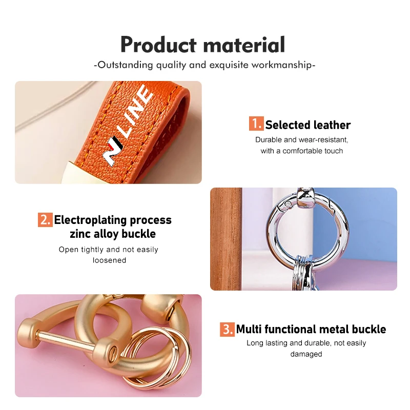 Car Keychain Pendant Leather Key Anti-lost Chain Ring Pendant For Hyundai N Line Tuscon NX4 I20 I30 I10 Sonata Elantra - view 4