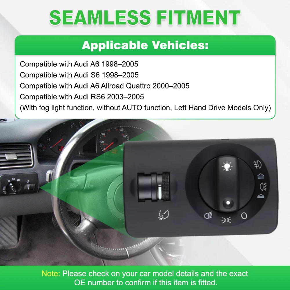 4B1941531E5PR 4B1941531E Faro antiniebla A6 1998-2005 Interruptor compatible con Audi Allroad Quattro 2003 2004 2005 A6 S6 1998-2005