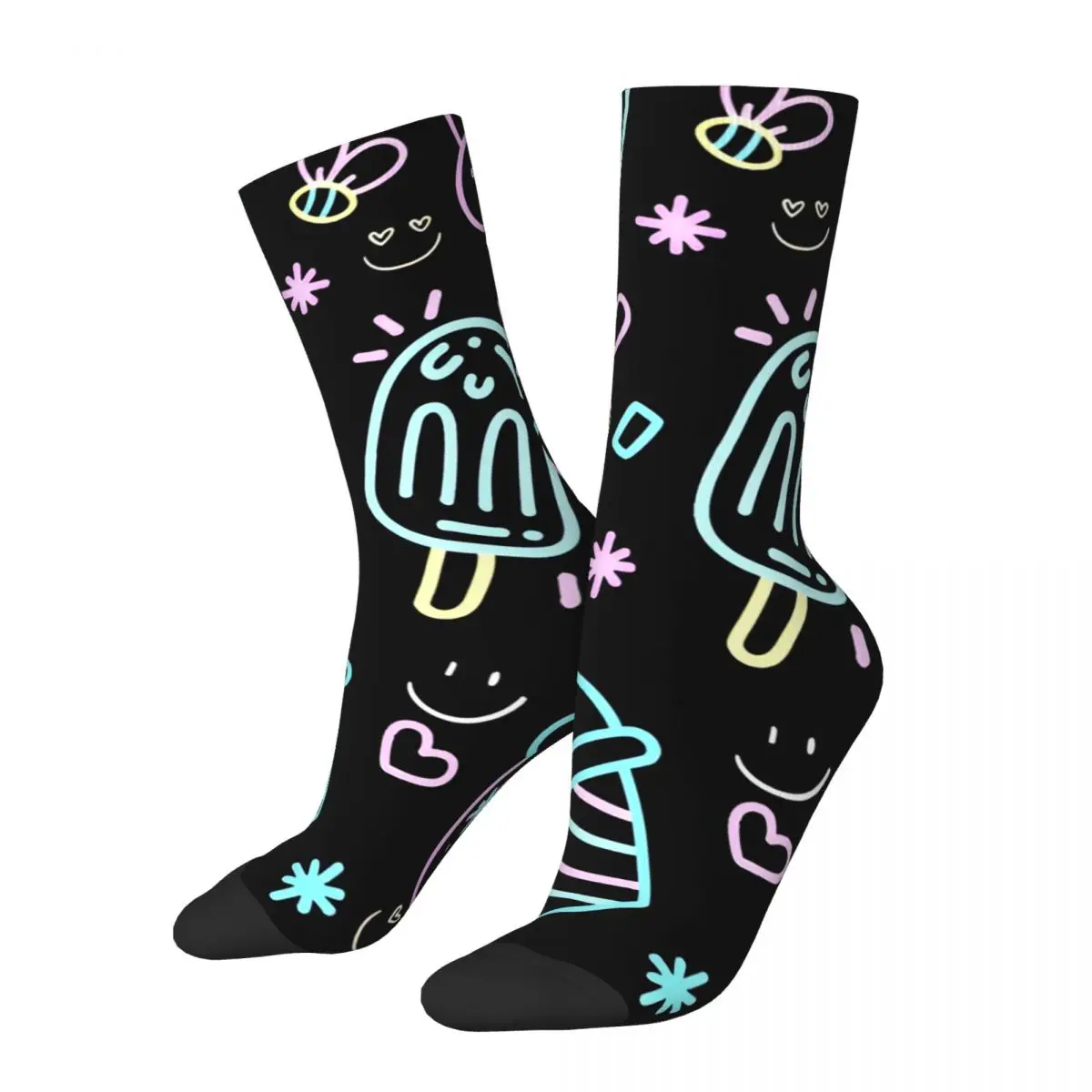 Crazy compression Sweet Treats & Smiles Pattern Art Print Sock for Men Harajuku Quality Pattern Crew Sock Casual