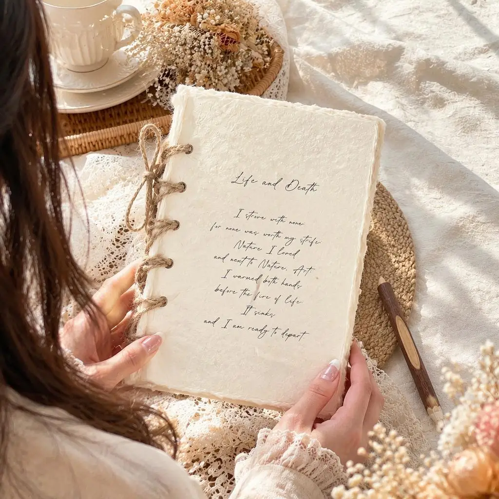 Vintage Hemp Rope White Cover Loose-leaf Notebook Diary DIY Journal Material Handmade Writing Retro Artistic Loose‑Leaf Shell