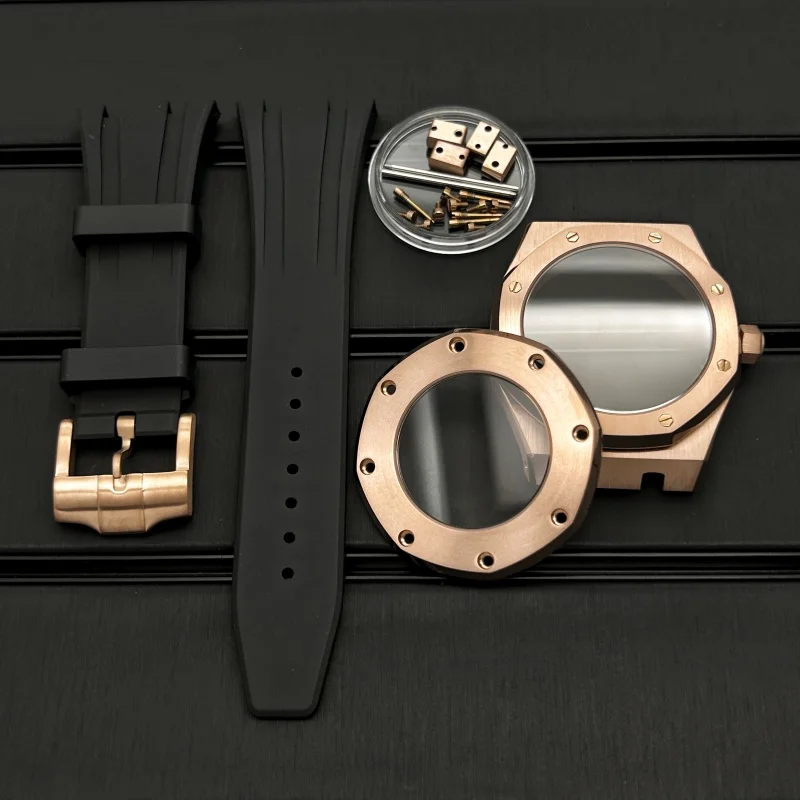 PVD 41mm Silicone Strap Star Sand 316L Steel Case Accessory Parts Watch Dial Hands for Oak Japan NH35 NH36 Automatic Movement