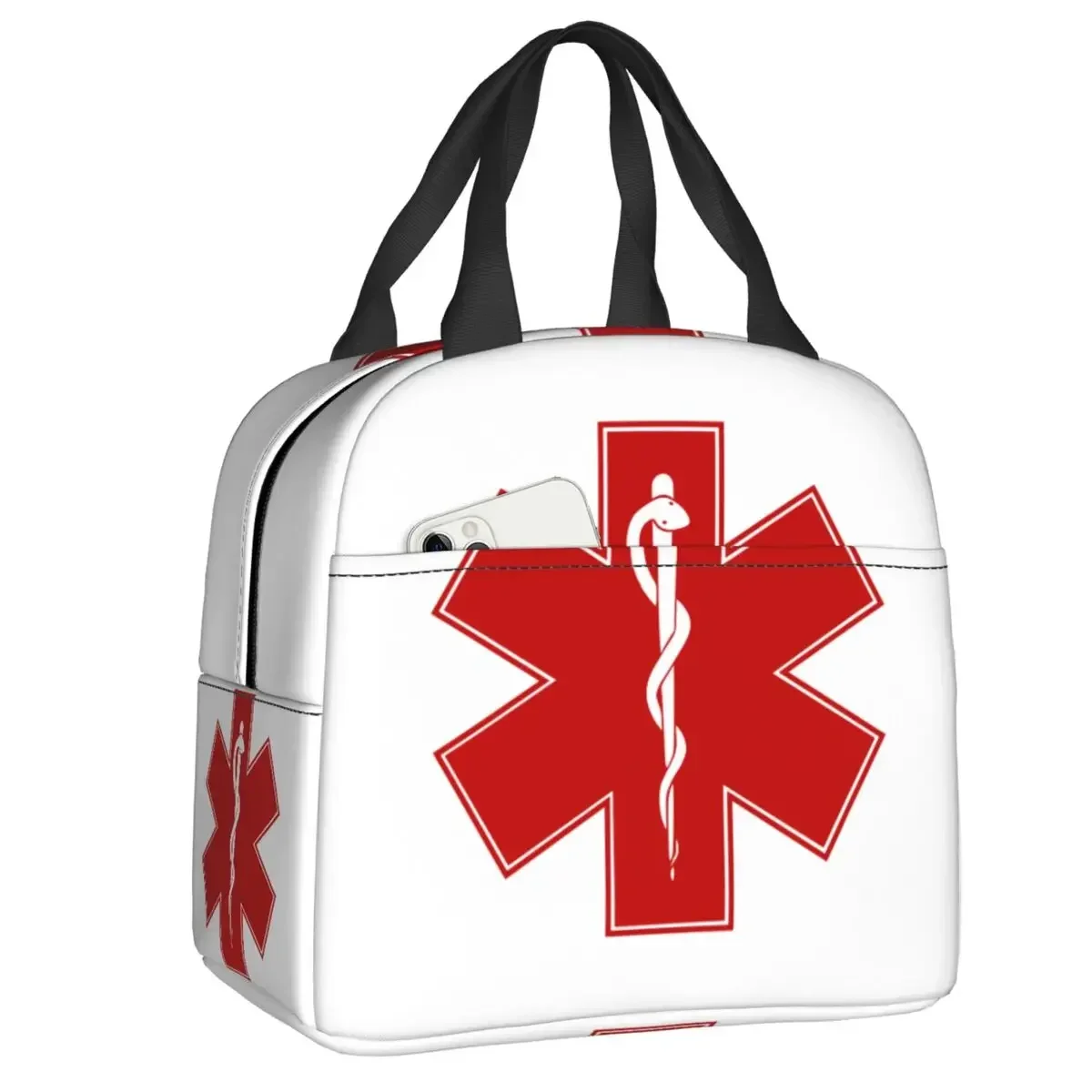 

Custom Emt Star Of Life Lunch Bag Cooler Warm Insulated Lunch Box for Women Kids Work School Food Picnic Tote Container