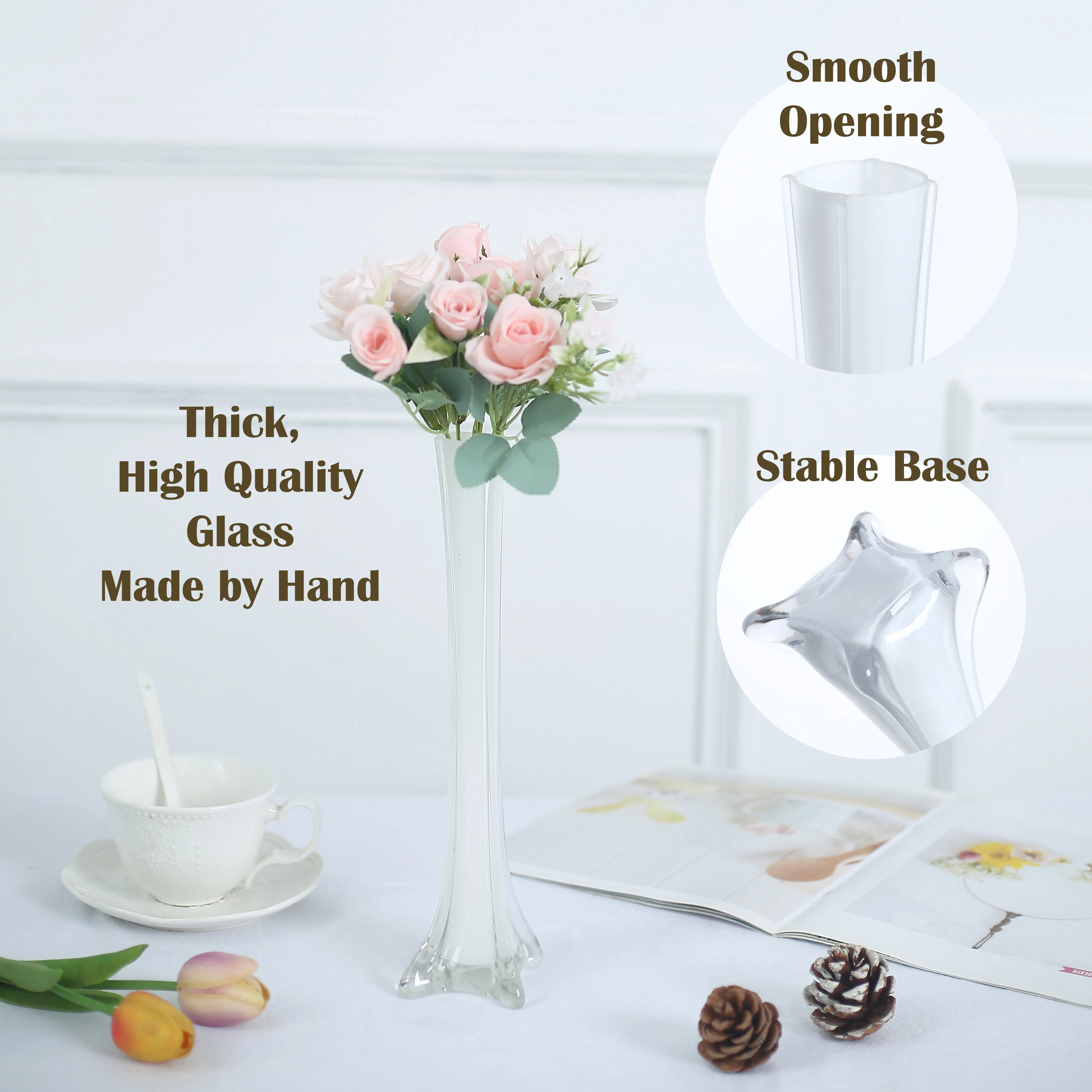 6-Pack Eiffel Tower–Style Vases – Elegant Flower Vases in Multiple Sizes for Home Decor, Wedding Centerpieces, Table Arrangement view 7