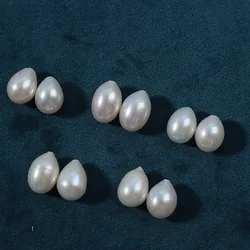 1Piece 9mm Waterdrop Natural Freshwater Pearl Beads Half Drilled Real Pearl Beads DIY for Earrings Pendant Jewelry Accessories