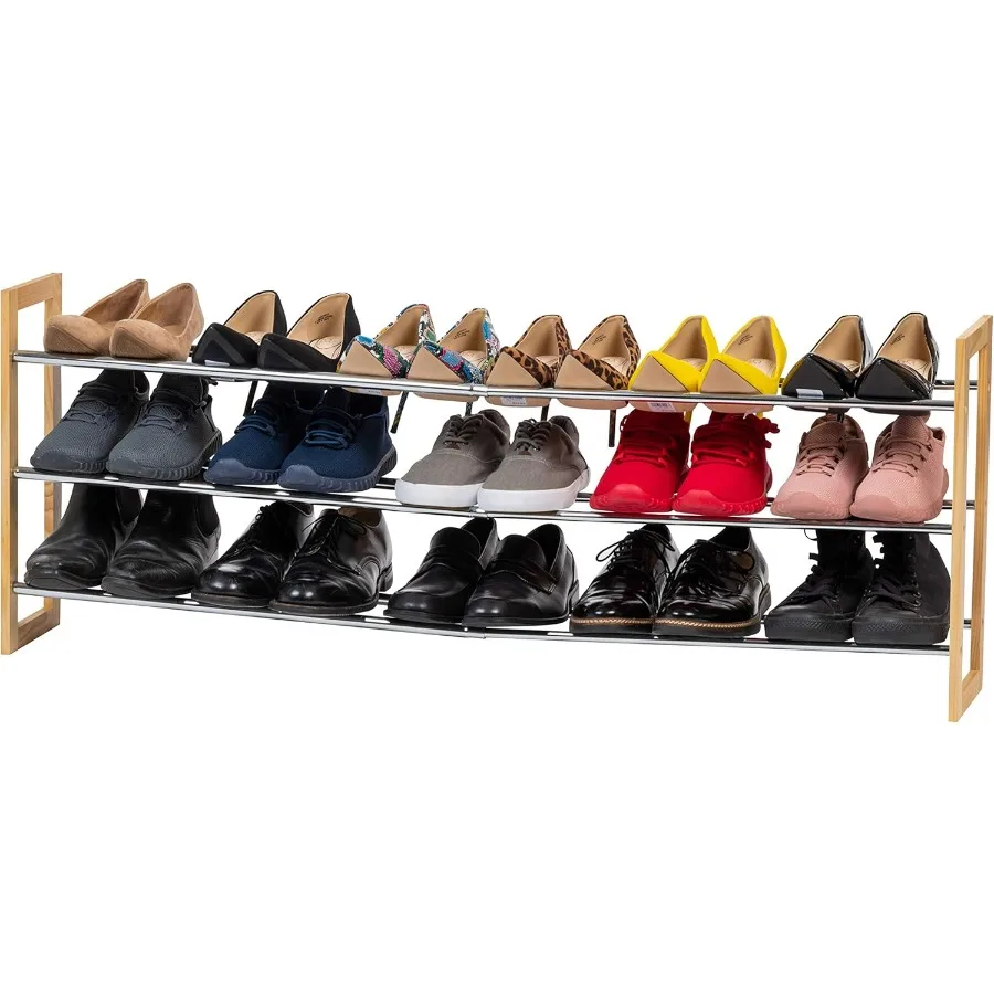 

3Tier Shoe Rack Up to 15 Pairs 25 46L Extendable Shoe Shelf for Entryway Mudroom Extendable Shoe Organizer for Closet Stackable