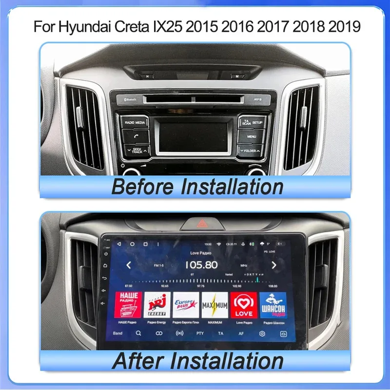 

Автомобильный радиоприемник Carplay Android 15 для Hyundai Creta IX25 2015 2016 2017 2018 2019 навигация GPS мультимиidia видеоплеер 2din голова 5G