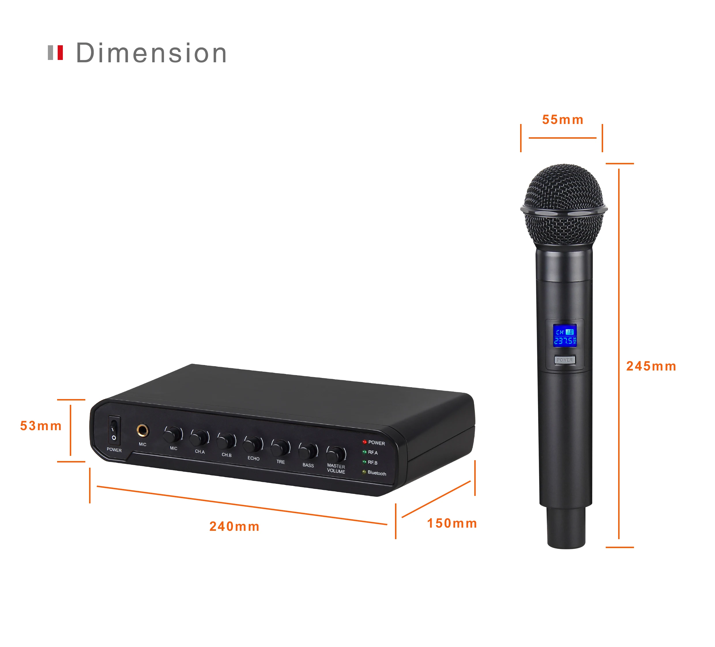 Lane LVR-501 Wireless Stage Microphone Handheld Home Party Karaoke Noise Cancelling Plastic,aluminium Alloy 64.7*43.8*38.8 Cm -