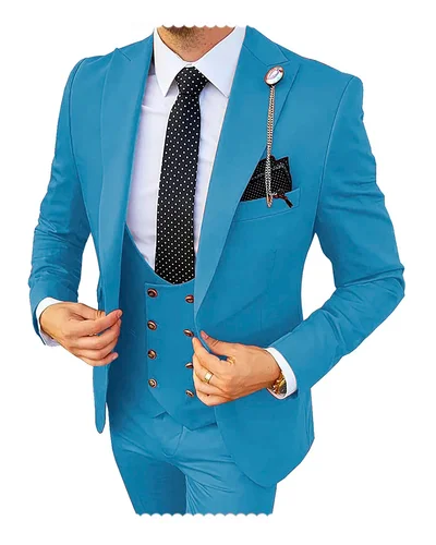 Imagen 2 del producto Traje de boda Formal para hombre, esmoquin ajustado para novio, trajes de negocios, traje de boda champán, traje para hombre (Blazer + Pantalones + chaleco), 3 piezas