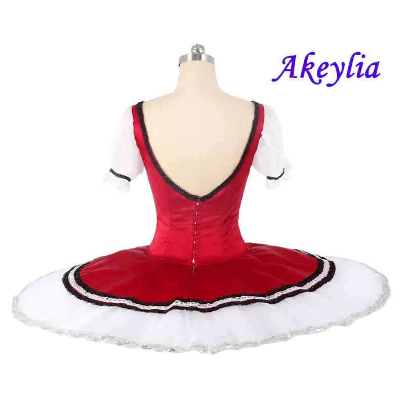 Robe de ballet tutu à manches courtes pour filles, tenue de concours professionnelle de demoiselle d'honneur, Variation personnalisée, rouge bordeaux, blanc, JN0335