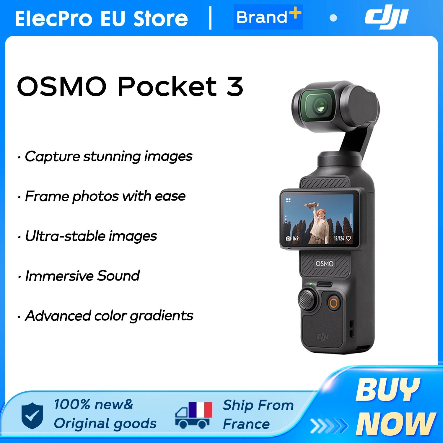 【LOCAL+】DJI Osmo Pocket 3 Portable Handheld 3-Axis Gimbal Stabilizer Camera 4K60FPS 1 Inch CMOS 2X Zoom Vlog Video Camera for Outdoor Travel Live Streaming