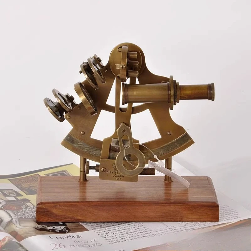Brass nostalgic study ornaments sextant model nautical photography props personalized collection