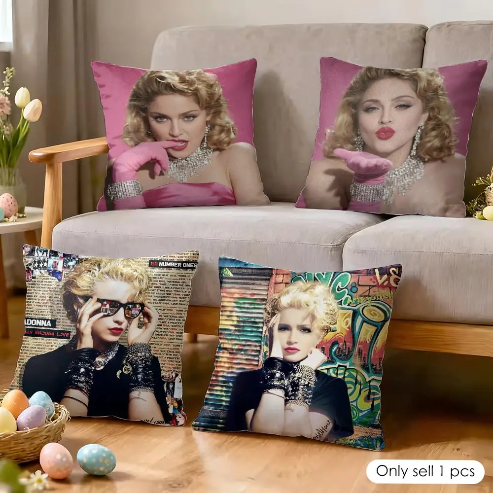 M-Madonna Like a Virgin Cushion Cover Silky Short Plush Invisible Zipper Dustproof Sofa Pillow Case for Home Decor