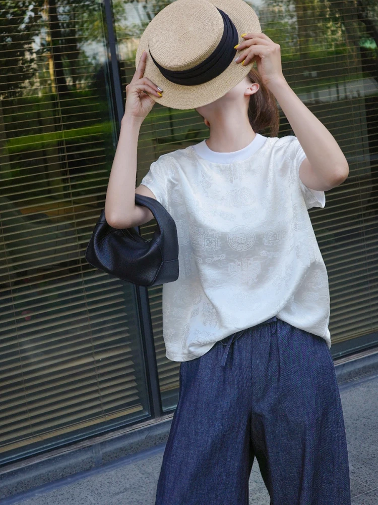 

Потрясающий шелковый топ с цветочной вышивкой Charmeuse ort Sve Summer Elegance, женский шелковый топ премиум-класса Quali с круглым носком