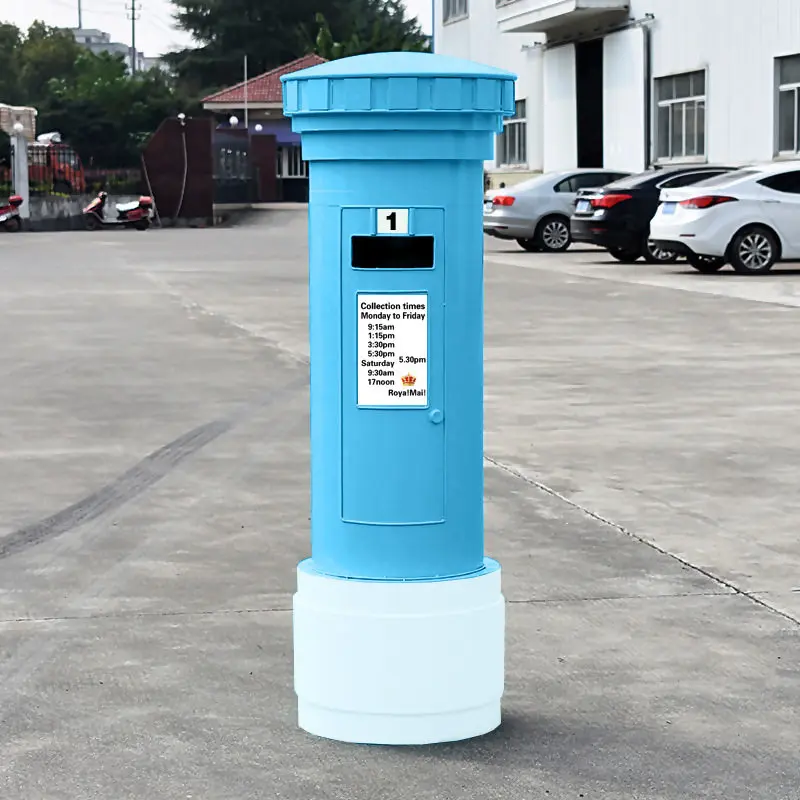 Retro British mailbox creative wrought iron industrial style mailbox large floor ornament Meichen soft decoration props